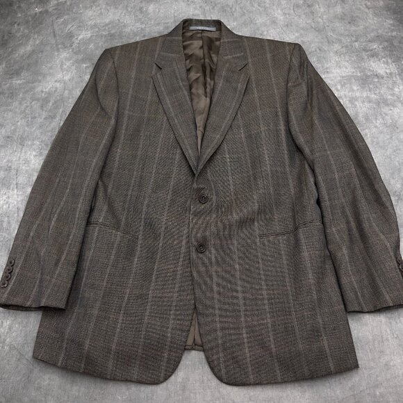 Hickey Freeman Blazer Men‎ 43 Brown Rust Windowpane Plaid Bespoke Union USA VTG - Picture 2 of 15